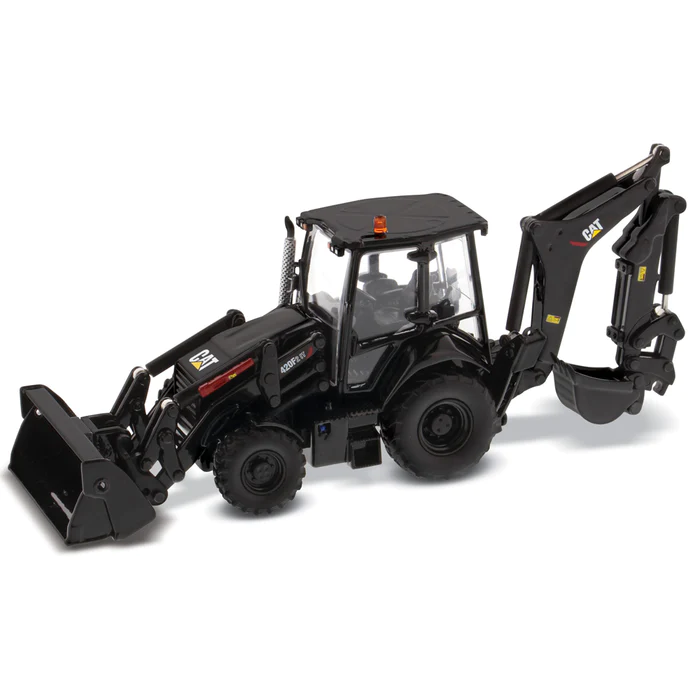 La miniature 85234 420F2 center pivot backhoe 1/50 CAT est faites avec une finition noir spécial pour un hommage à son 30e anniversaire.
