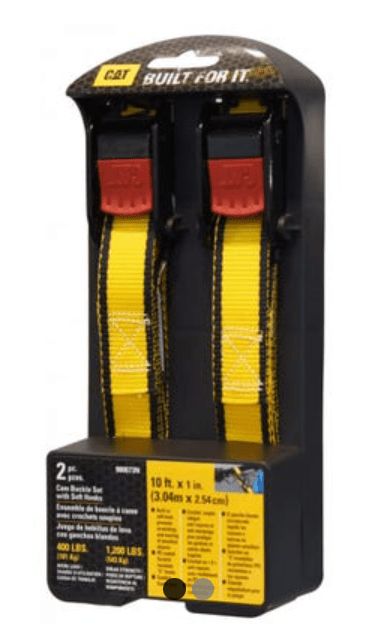 LOT DE 2 SANGLES CATERPILLAR AVEC CROCHETS LONGUEUR : 3.04 M LARGEUR : 2.54 CM CHARGE D'UTILISATION : 181 KGS POIDS DE RUPTURE : 543 KGS IDEAL POUR ATTACHER LES CARGAISSONS, DU MOBILIER …. SANGLE JAUNE HAUTE VISIBILITE SYSTÈME DE BLOCAGE CROCHET EN "S" ANTI-RAYURES
