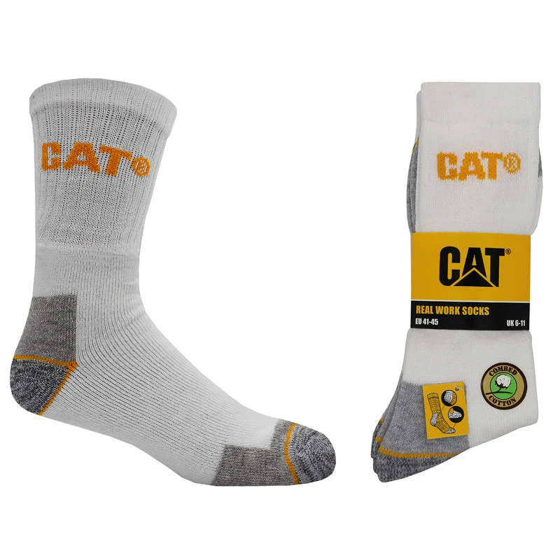 Lot de 3 paires de chaussettes de travail CAT blanches
