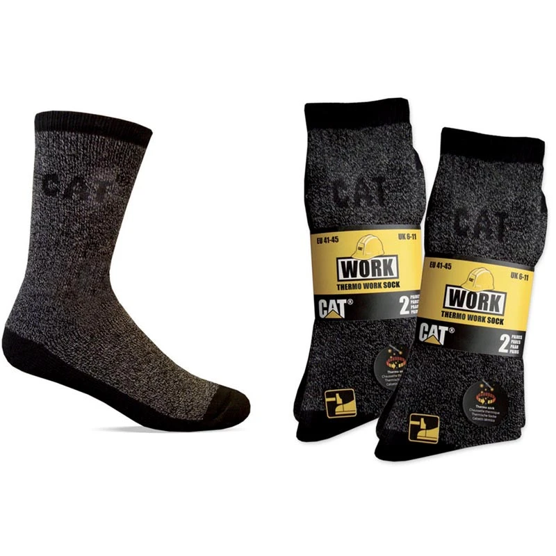 Lot de 2 paires de Thermo Chaussettes Caterpillar noires et grises
